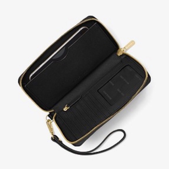 NWT - MICHAEL KORS Jet Set Black Leather Smartphone Wristlet - Picture 3 of 9
